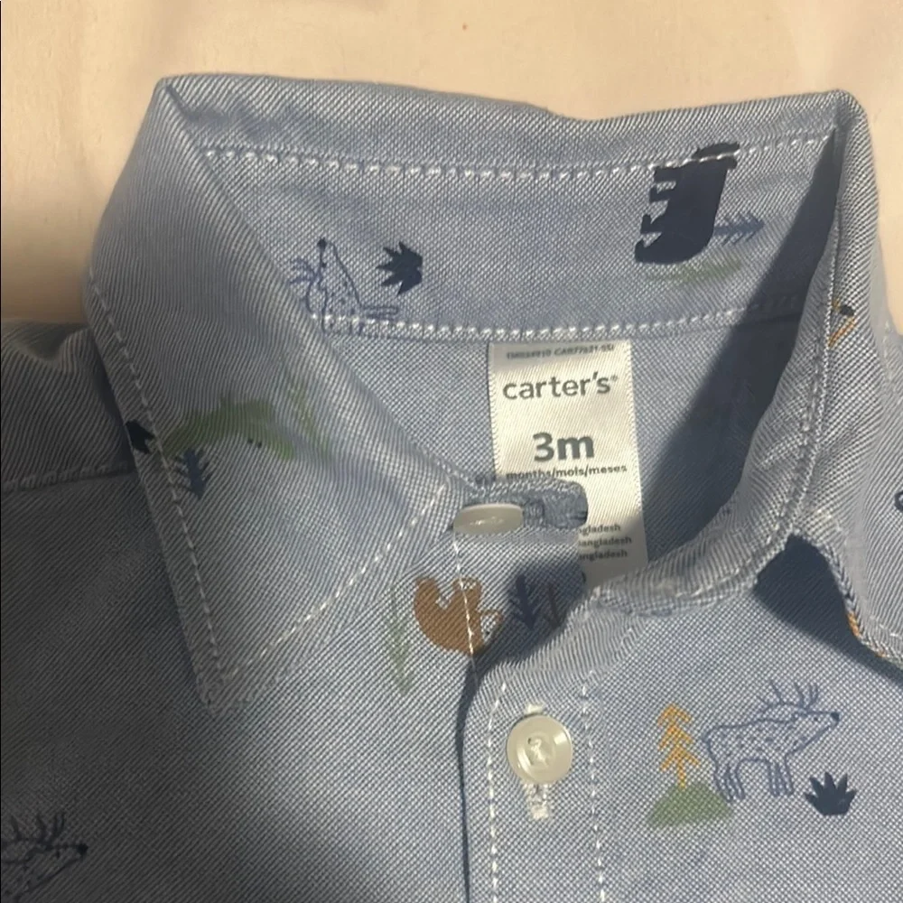 Carter's Blue Whale Print Button Down Shirt